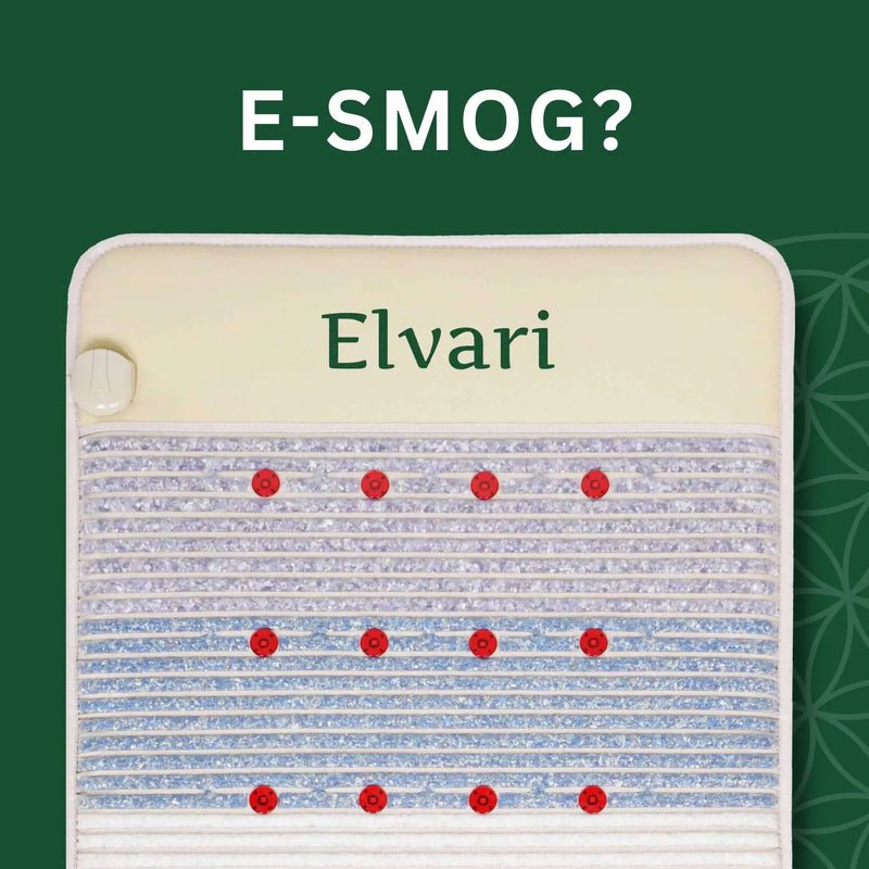 Alt-Text (Deutsch):
Kristallmatte von Elvari gegen EMF Elektrosmog mit Infrarot-Technologie.