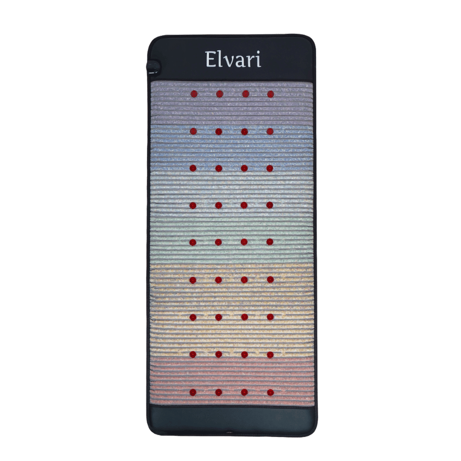 Elvari Kristallmatte 2.0 in dunklem Design mit roten Infrarotpunkten und mehrfarbiger Struktur für stilvolle und effektive Anwendung.
