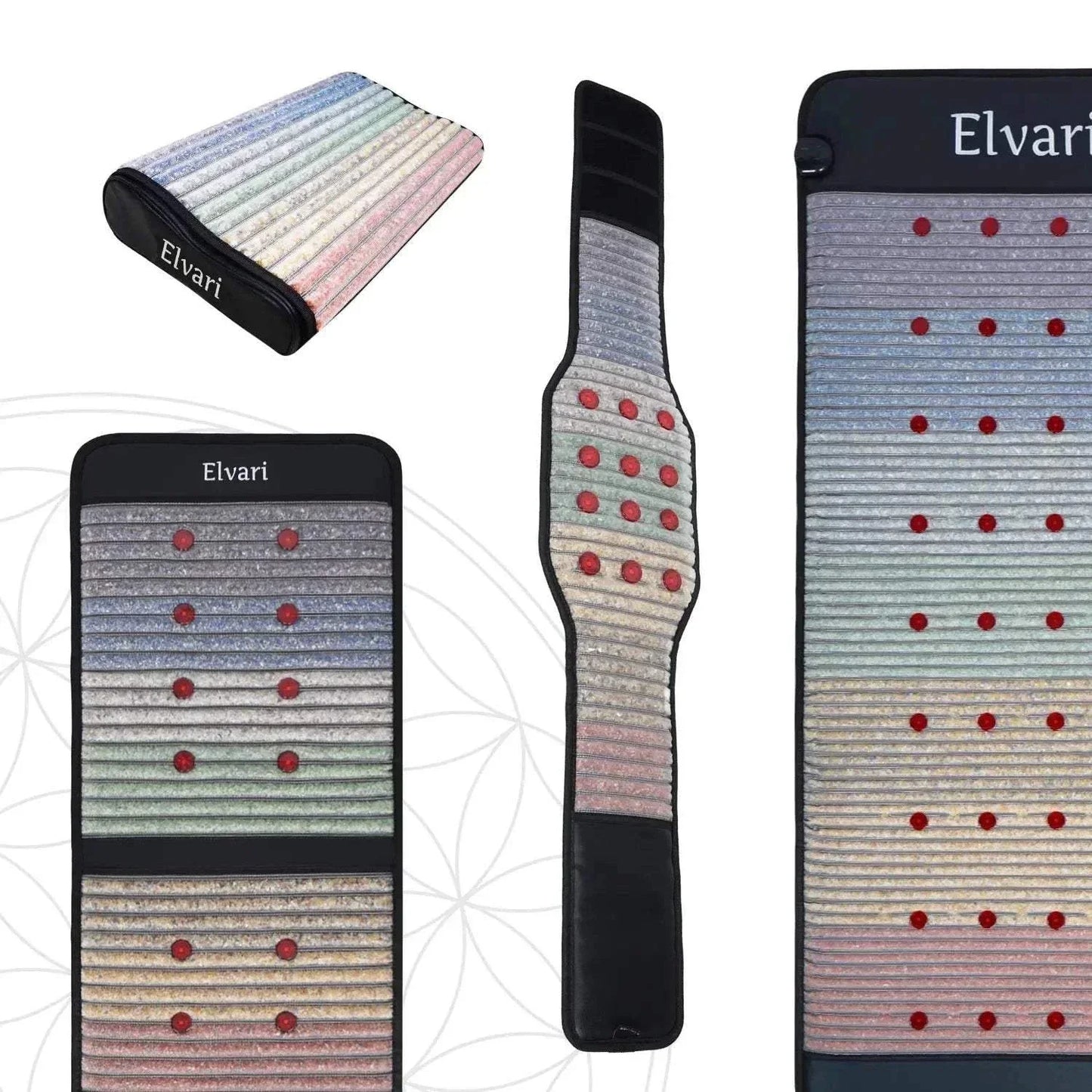 Elvari Kristallmatte 2.0 Premium-Bundle in dunkler Ausführung mit Zubehör wie Gürtel, Mini-Matte und Kissen – jetzt online bestellen