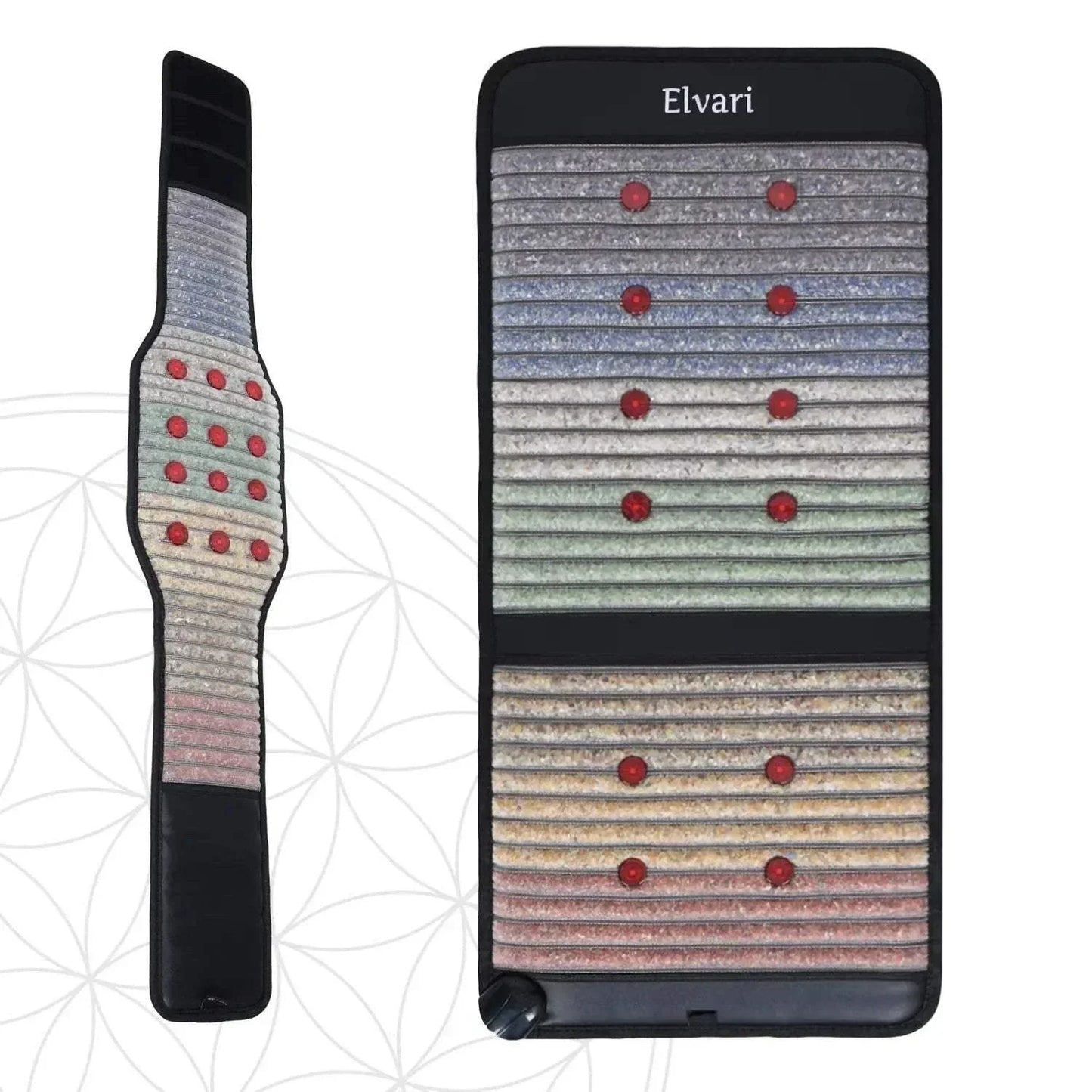 Elvari Kristallgürtel & Mini Bundle in dunklem Design mit integrierten Infrarot-Elementen, perfekt für ganzheitliches Wohlbefinden online kaufen.