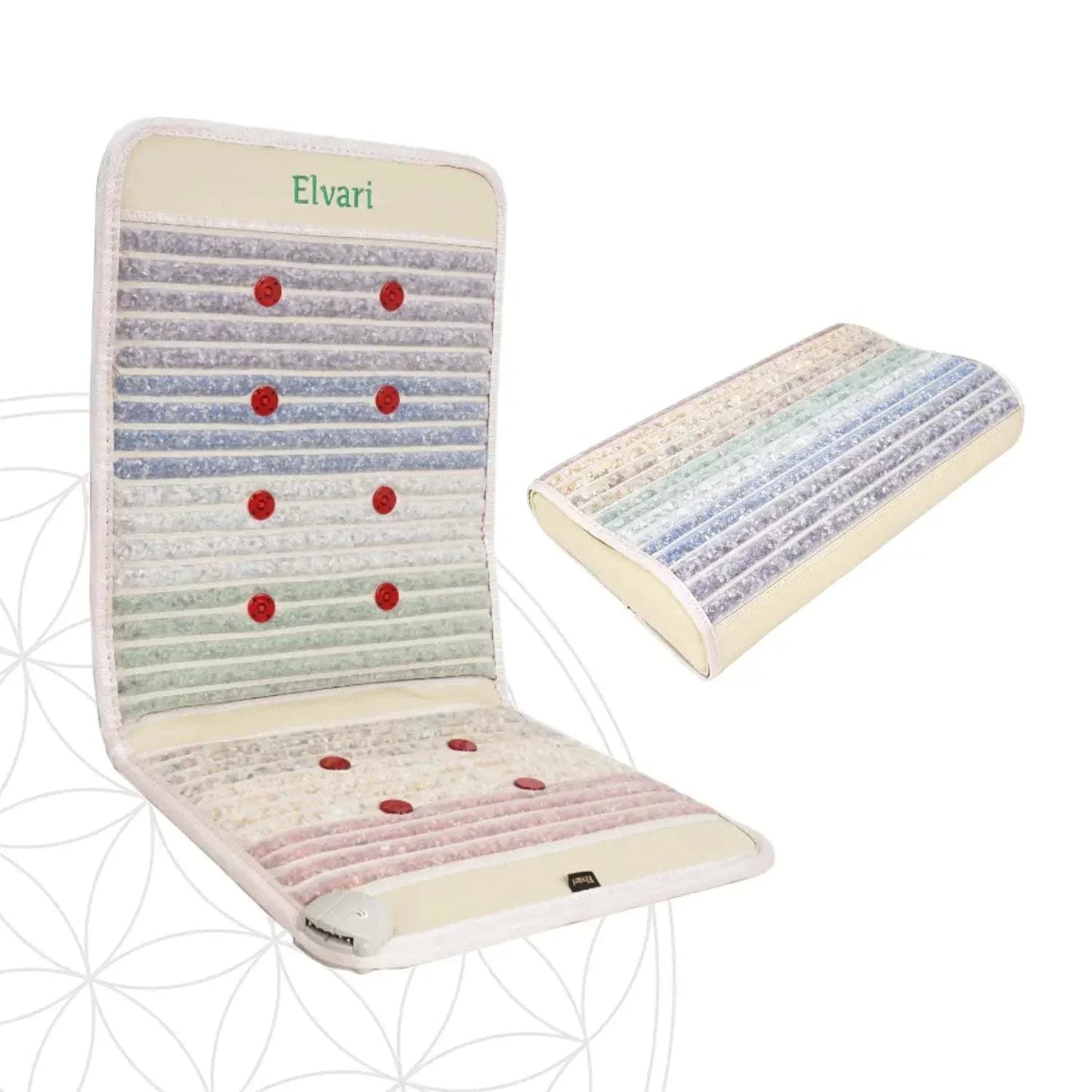 Kristallmatte Mini 2.0 Bundle von Elvari in heller Ausführung mit Kristallkissen, ideal zur Entspannung und Wärmetherapie online kaufen.