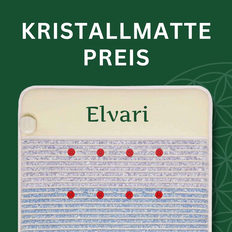 Alt-Text (Deutsch): Kristallmatte Preisvergleich – Elvari Infrarotmatte mit Heilsteinen