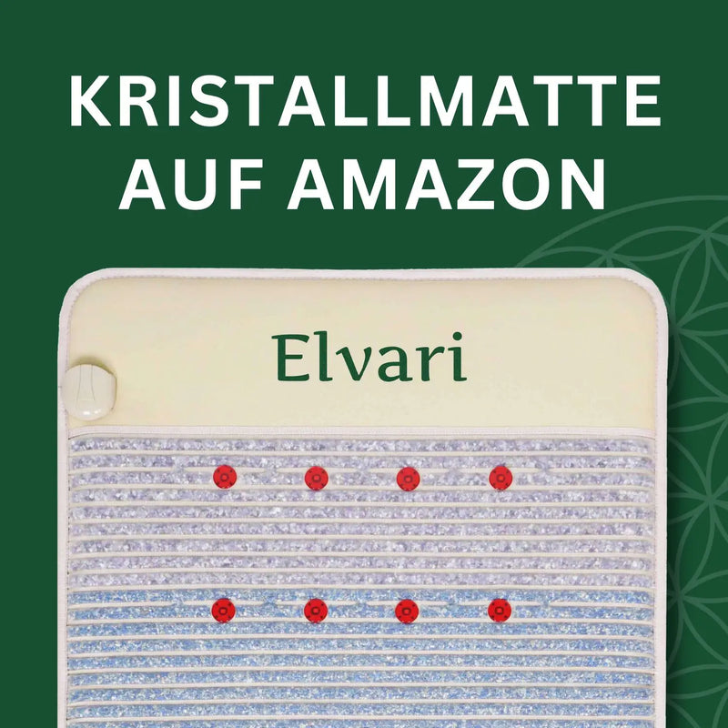 Alt-Text (Deutsch):  
Kristallmatte von Elvari mit Heilsteinen jetzt auf Amazon entdecken.