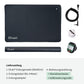 Lieferumfang der Elvari® Erdungsmatte 60x40cm mit Kabel, Adapter, Tester und Aufbewahrungsrolle, Erdungsmatte online kaufen in Premium Qualität.